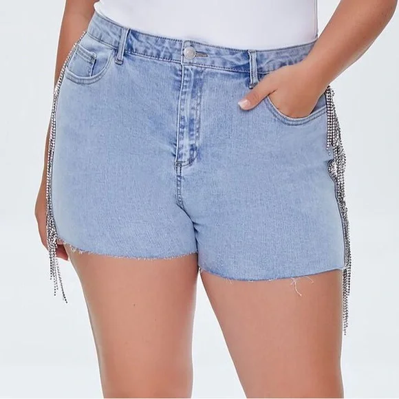 Rhinestone Denim Shorts - Picture 3 of 3